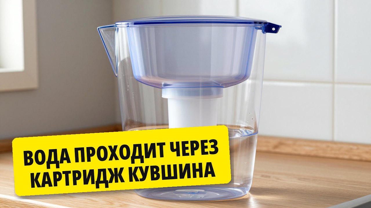 Вода проходит через картридж кувшина