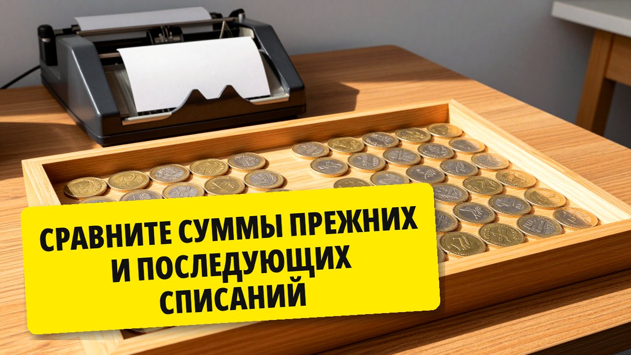 Сравните суммы прежних и последующих списаний