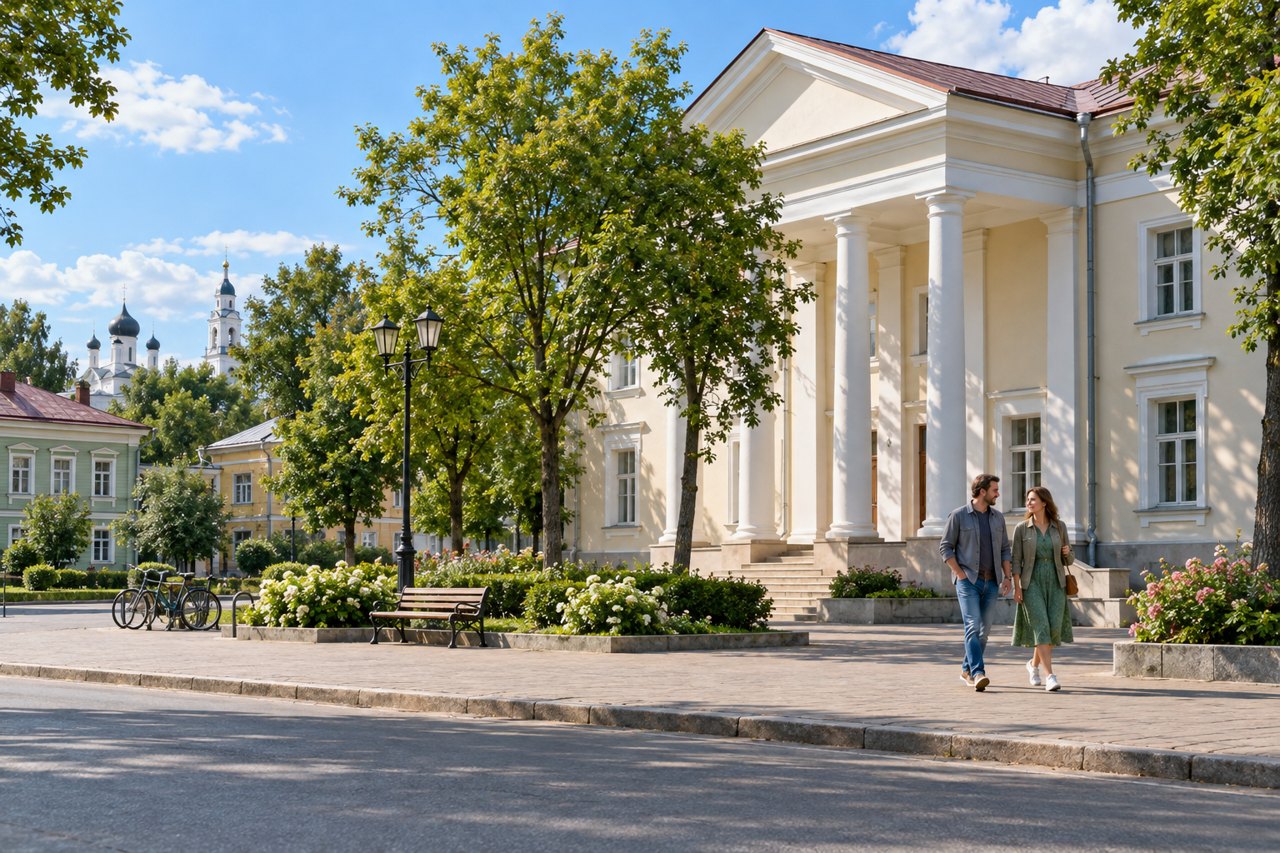 Спокойная улица в дневном свете