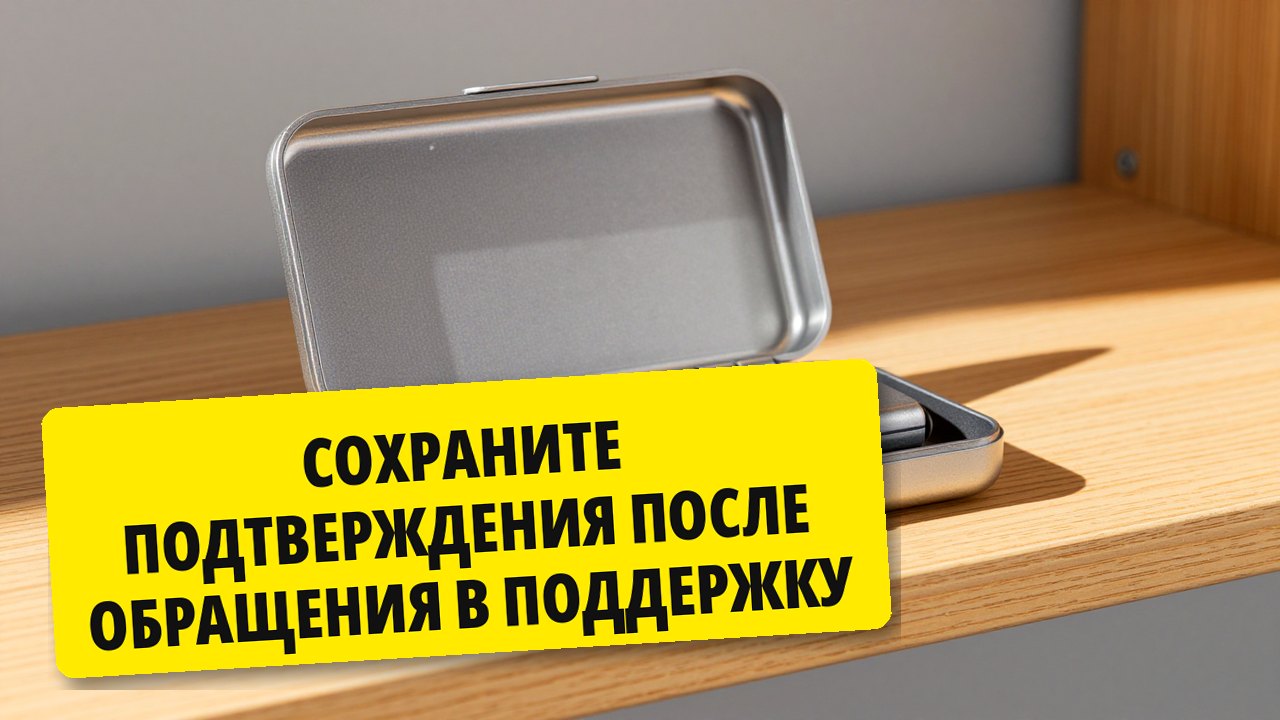 Сохраните подтверждения после обращения в поддержку